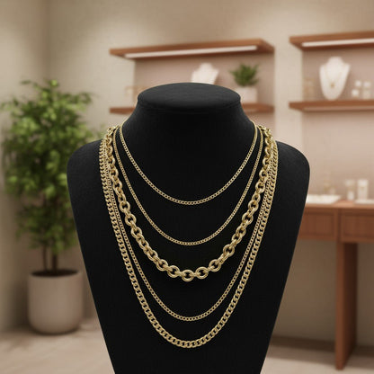 14K Grand Cuban Curb Link Necklace - Lotus Diamond