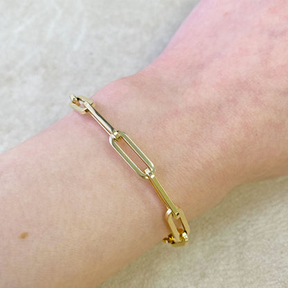 14K Grand Paper Clip Chain Bracelet - Lotus Diamond