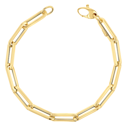 14K Grand Paper Clip Chain Bracelet - Lotus Diamond