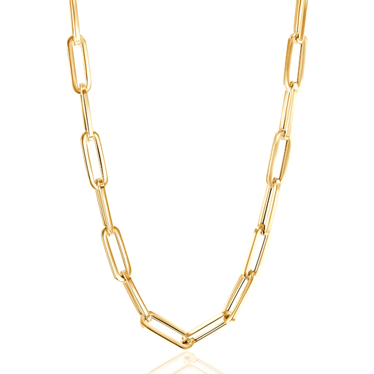 14K Grand Paper Clip Chain - Lotus Diamond