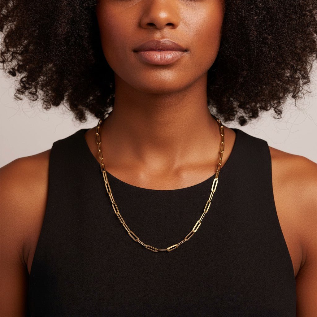 14K Grand Paper Clip Chain - Lotus Diamond