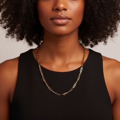 14K Grand Paper Clip Chain - Lotus Diamond