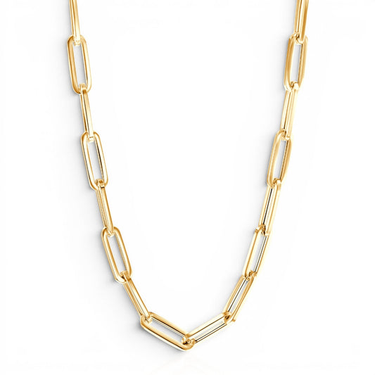 14K Grand Paper Clip Chain - Lotus Diamond