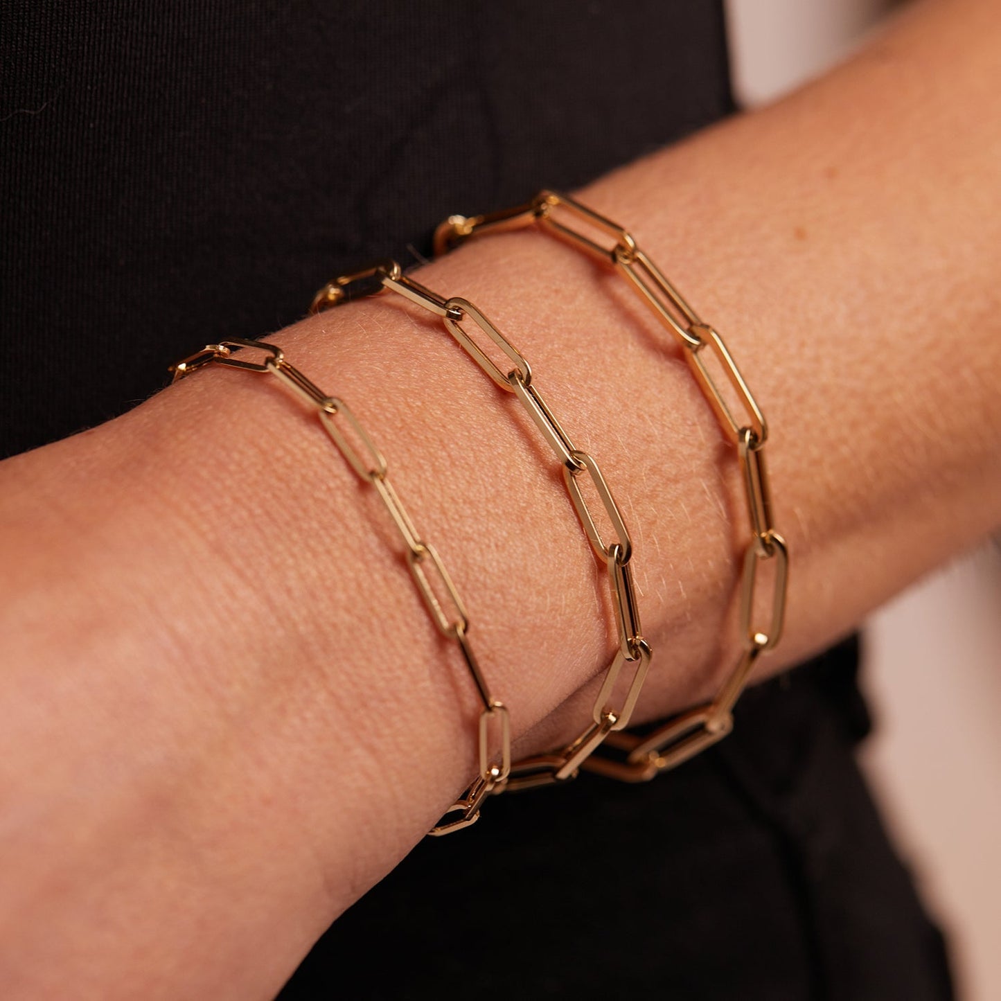 14K Large Paper Clip Chain Bracelet - Lotus Diamond