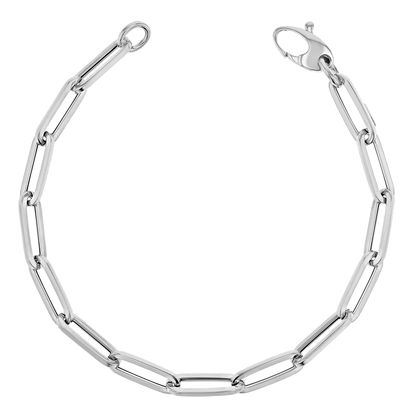 14K Large Paper Clip Chain Bracelet - Lotus Diamond