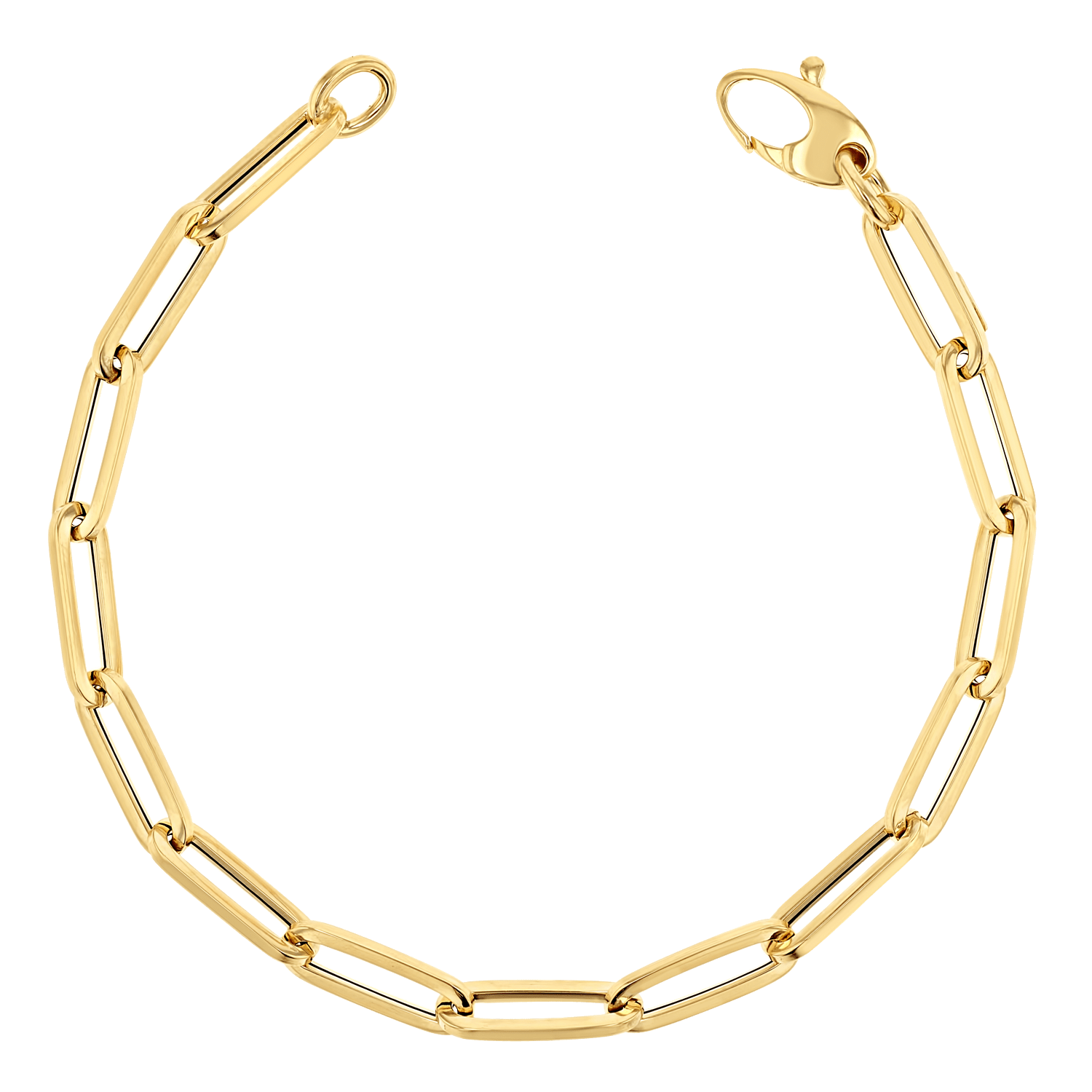 14K Large Paper Clip Chain Bracelet - Lotus Diamond