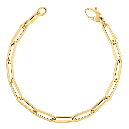 14K Large Paper Clip Chain Bracelet - Lotus Diamond