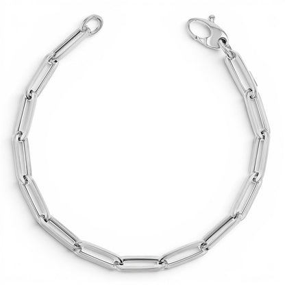 14K Large Paper Clip Chain Bracelet - Lotus Diamond