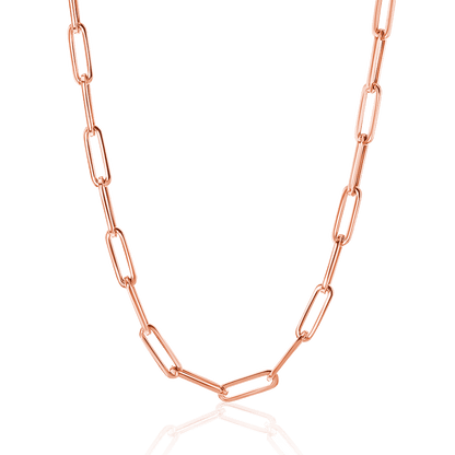 14K Large Paper Clip Chain Necklace - Lotus Diamond
