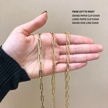 14K Large Paper Clip Chain Necklace - Lotus Diamond
