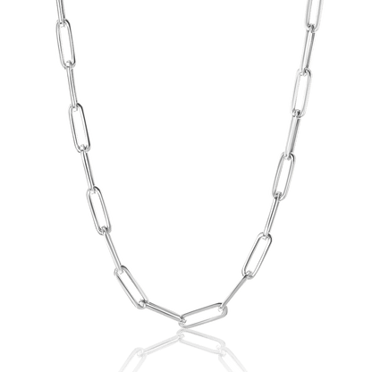 14K Large Paper Clip Chain Necklace - Lotus Diamond