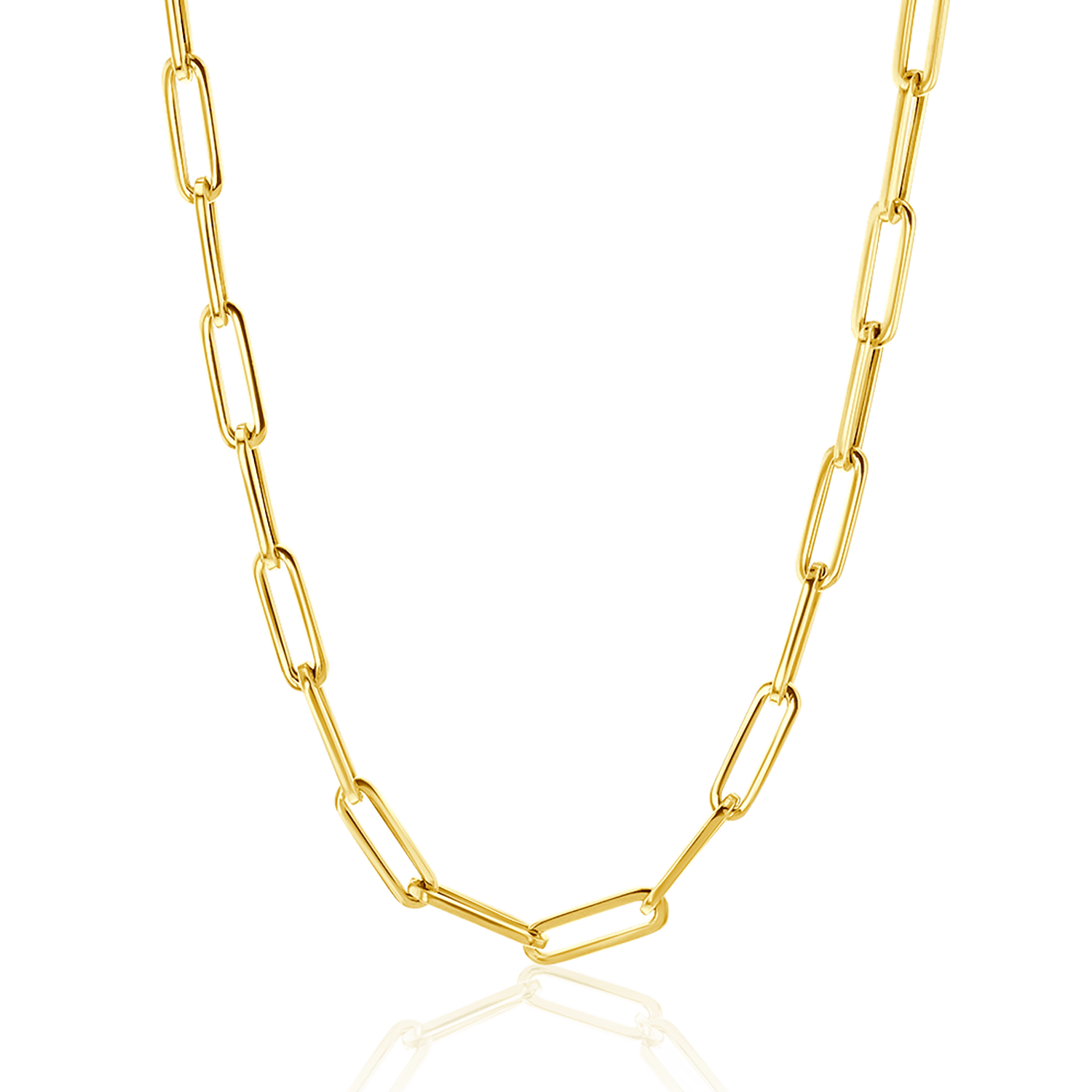 14K Large Paper Clip Chain Necklace - Lotus Diamond