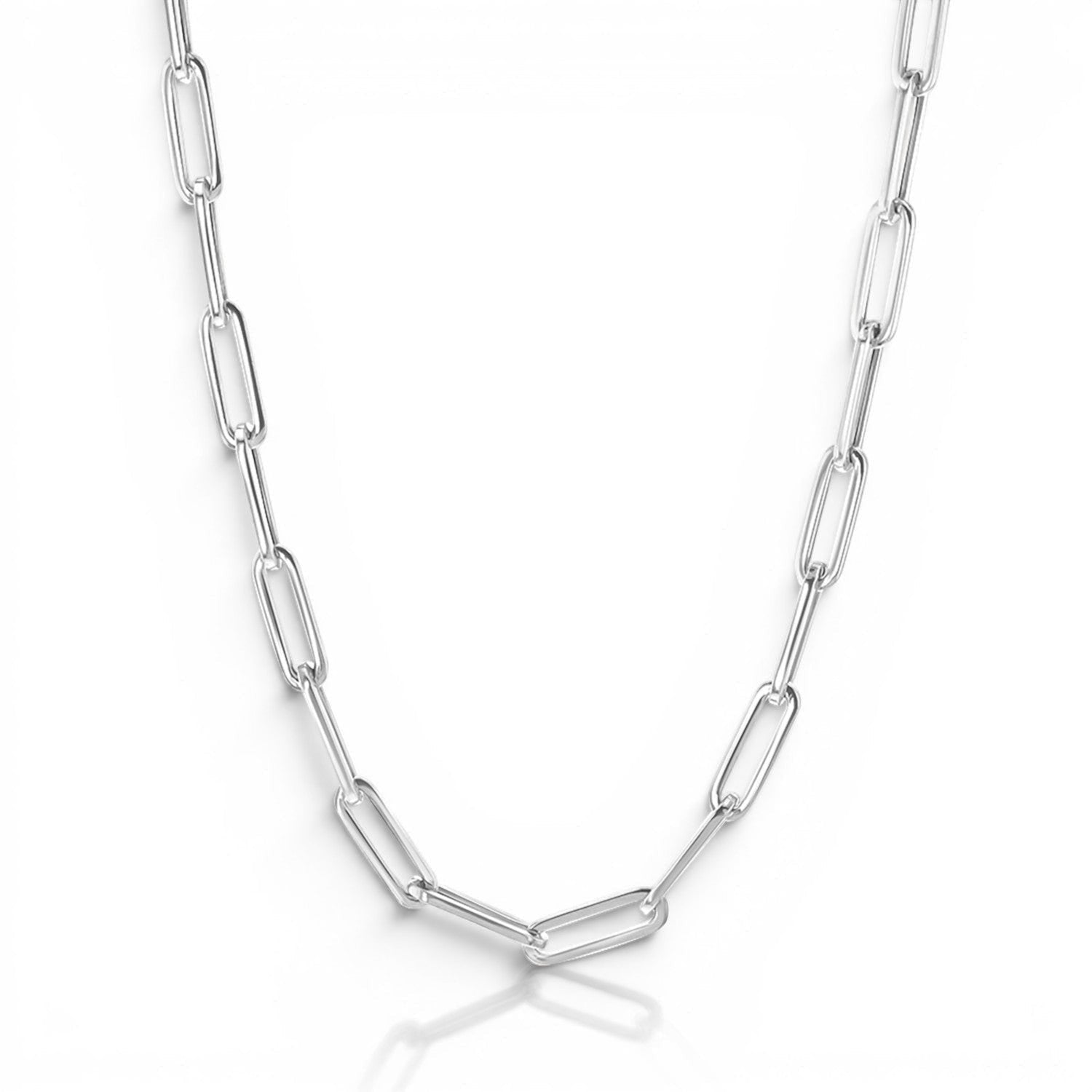 14K Large Paper Clip Chain Necklace - Lotus Diamond