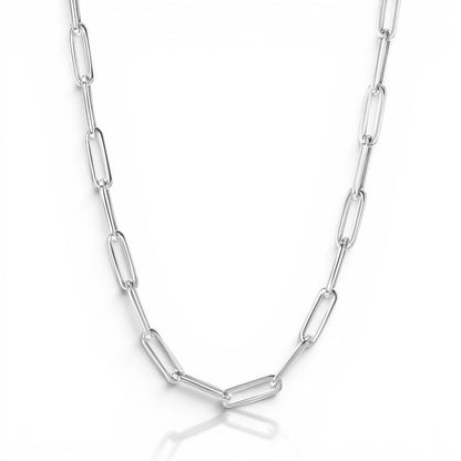 14K Large Paper Clip Chain Necklace - Lotus Diamond