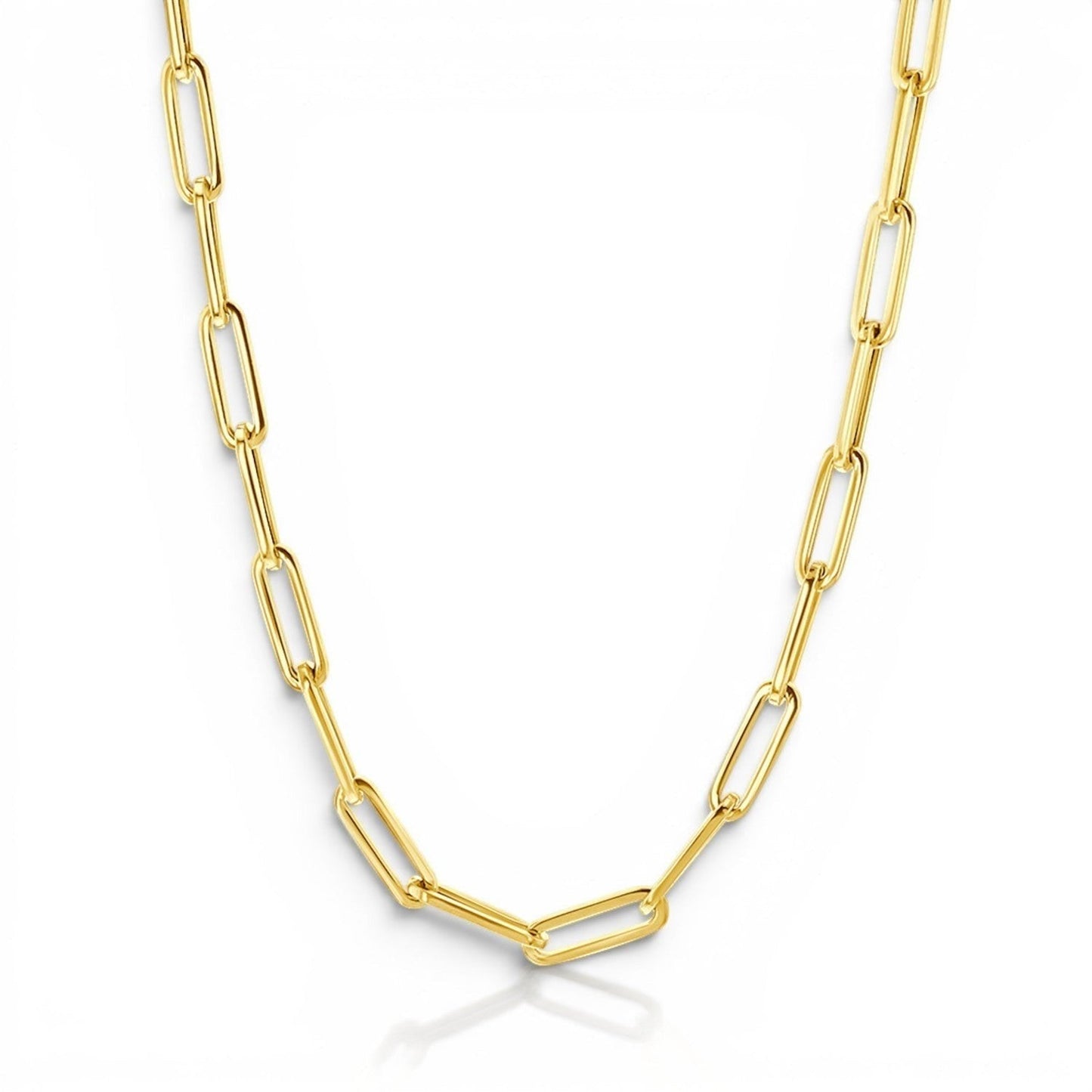 14K Large Paper Clip Chain Necklace - Lotus Diamond