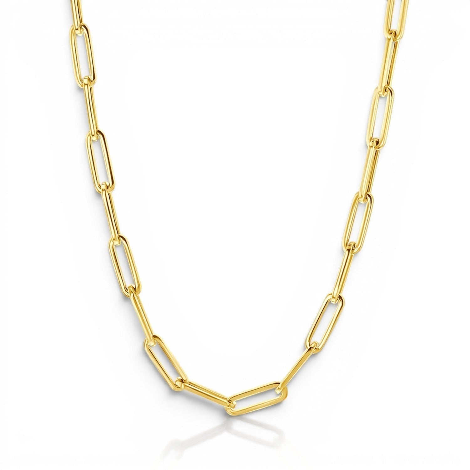 14K Large Paper Clip Chain Necklace - Lotus Diamond
