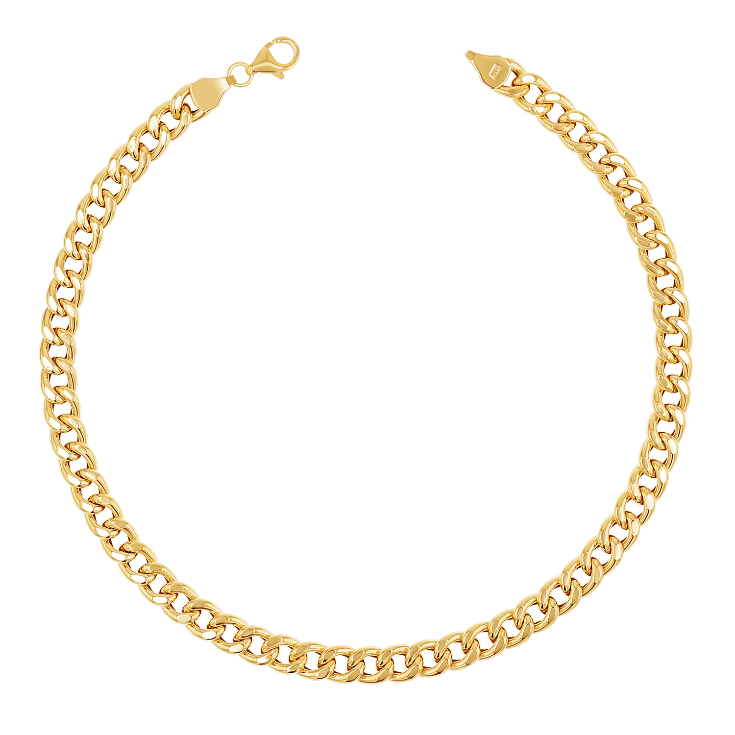 14K Miami Cuban Curb Link Anklet 5.5mm - Lotus Diamond