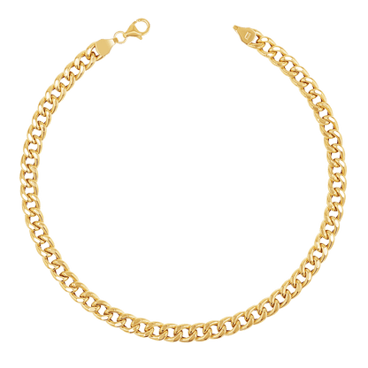 14K Miami Cuban Curb Link Anklet 5.5mm - Lotus Diamond