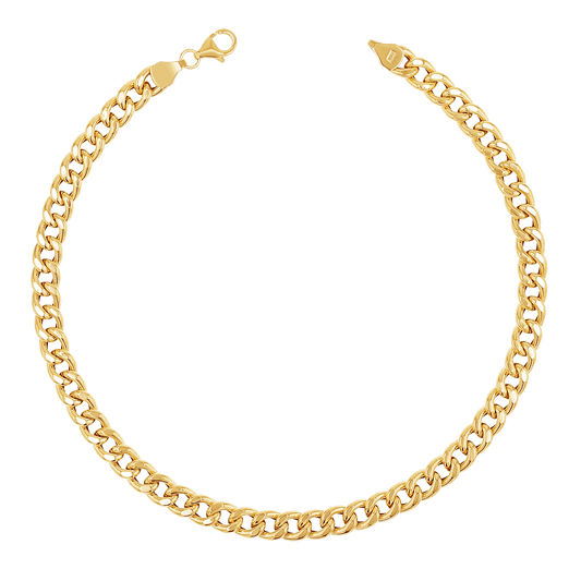 14K Miami Cuban Curb Link Anklet 5.5mm - Lotus Diamond