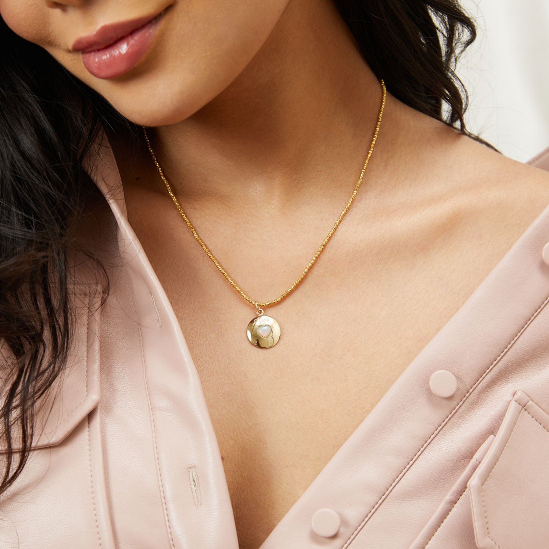 14K Mooncut Necklace - Lotus Diamond