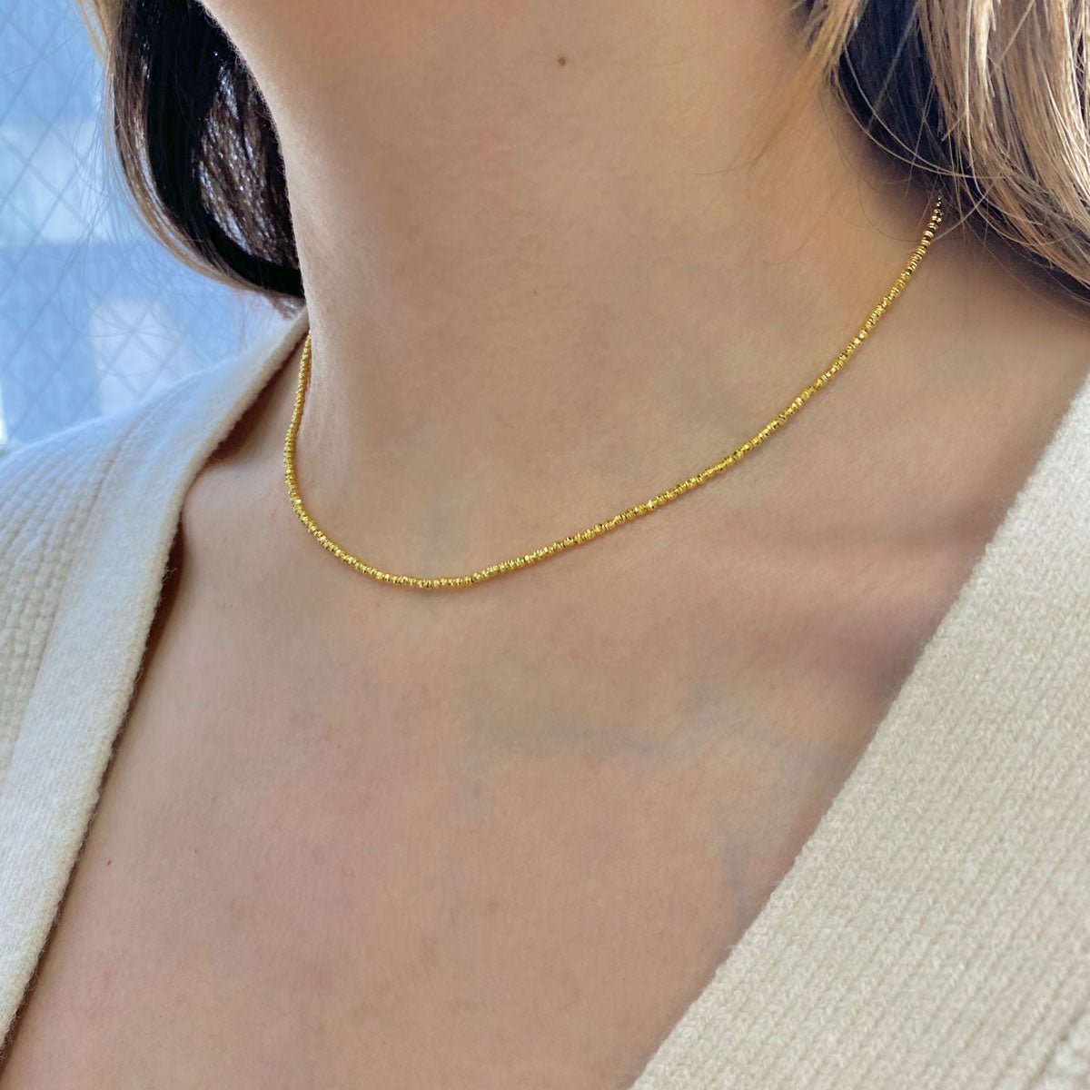 14K Mooncut Necklace - Lotus Diamond