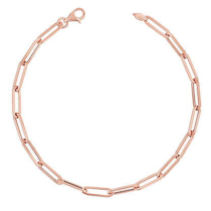 14K Paper Clip Chain Bracelet - Lotus Diamond