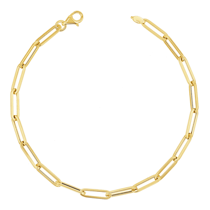 14K Paper Clip Chain Bracelet - Lotus Diamond