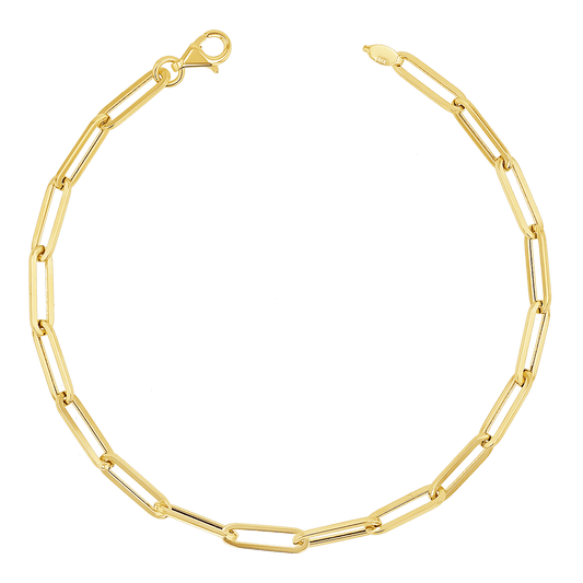 14K Paper Clip Chain Bracelet - Lotus Diamond