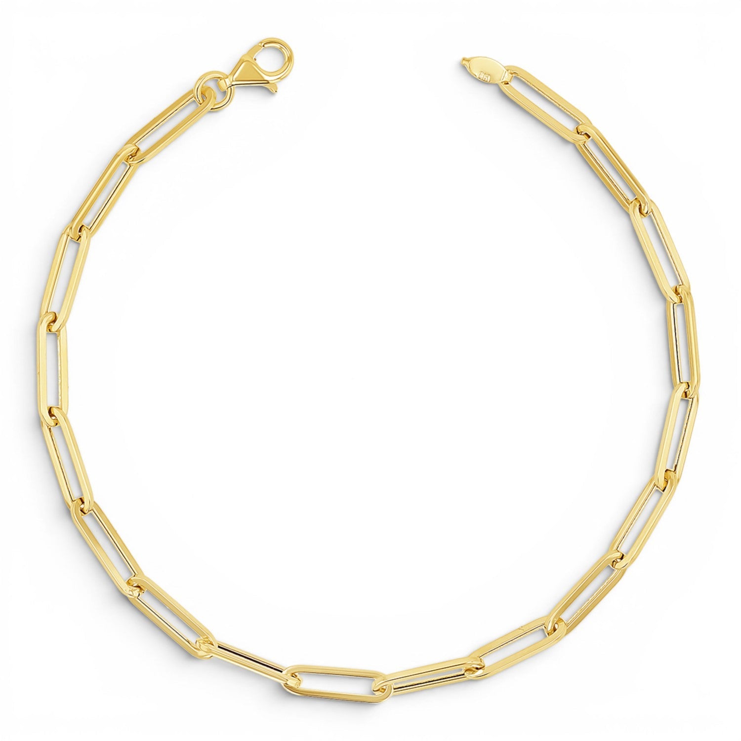 14K Paper Clip Chain Bracelet - Lotus Diamond
