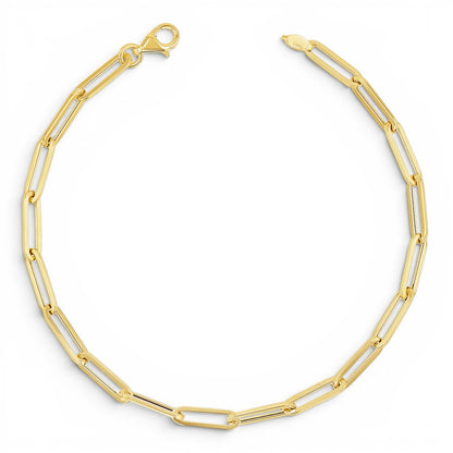 14K Paper Clip Chain Bracelet - Lotus Diamond