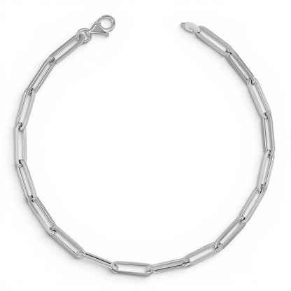 14K Paper Clip Chain Bracelet - Lotus Diamond