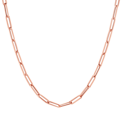 14K Paper Clip Chain Necklace - Lotus Diamond