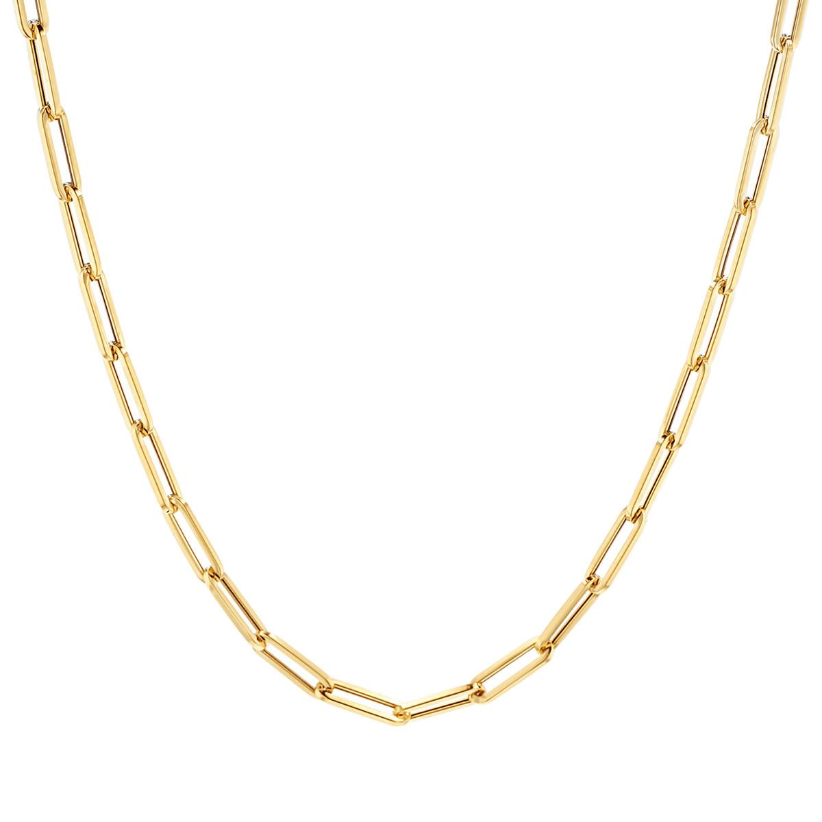 14K Paper Clip Chain Necklace - Lotus Diamond