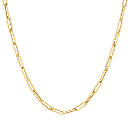 14K Paper Clip Chain Necklace - Lotus Diamond