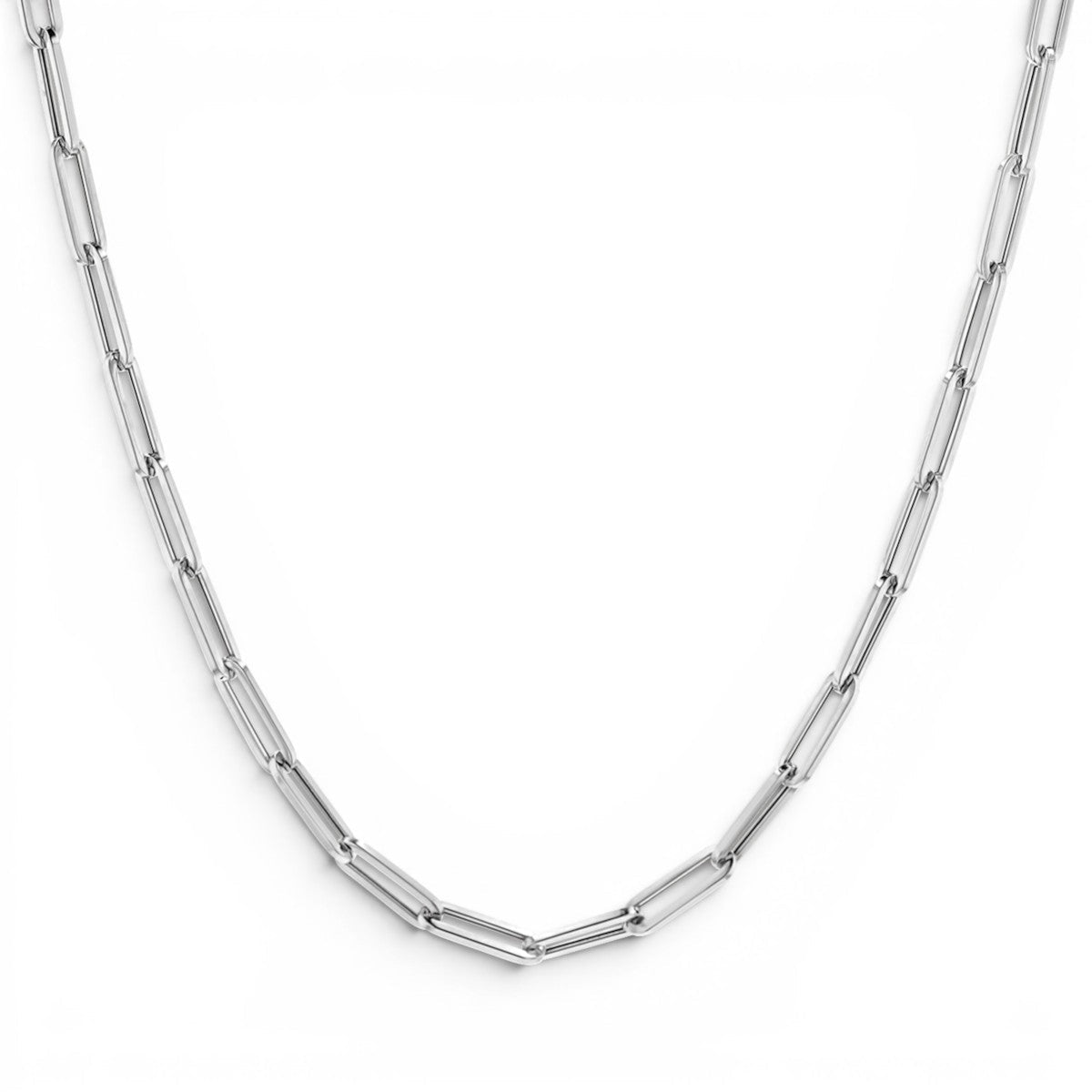 14K Paper Clip Chain Necklace - Lotus Diamond