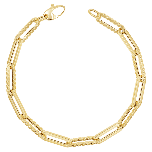 14K Twist Link Paper Clip Chain Bracelet - Lotus Diamond