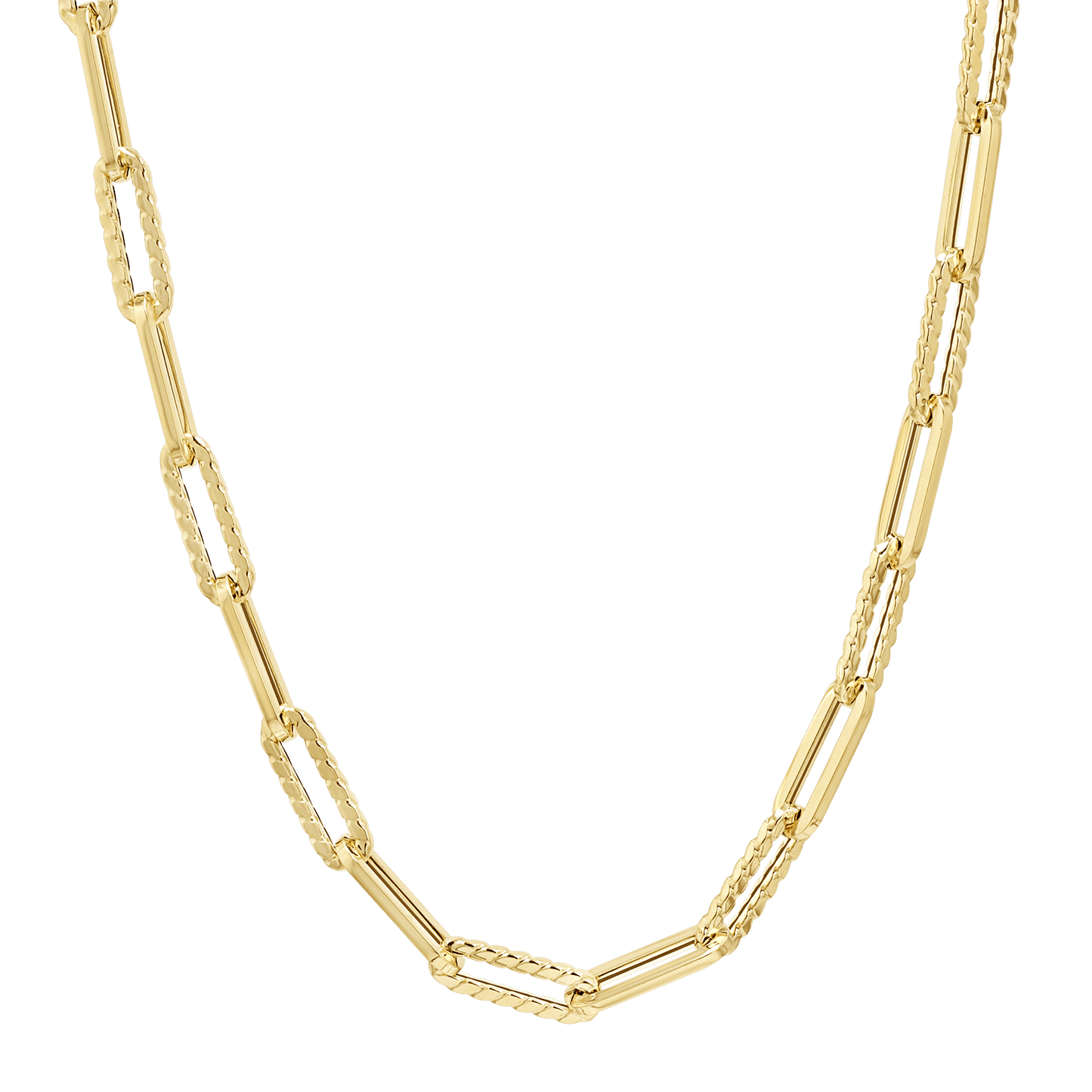 14K Twist Link Paper Clip Chain Necklace - Lotus Diamond