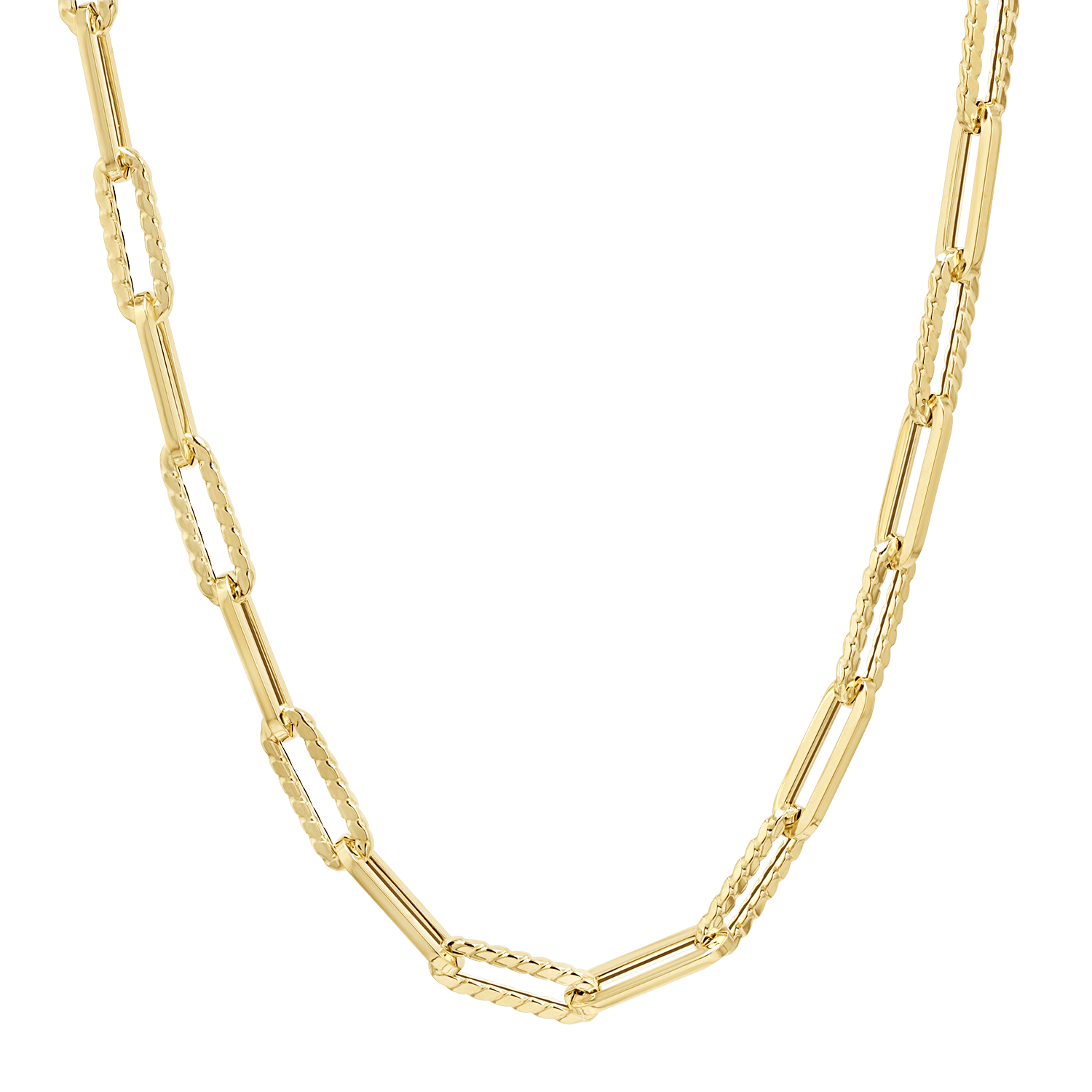 14K Twist Link Paper Clip Chain Necklace - Lotus Diamond