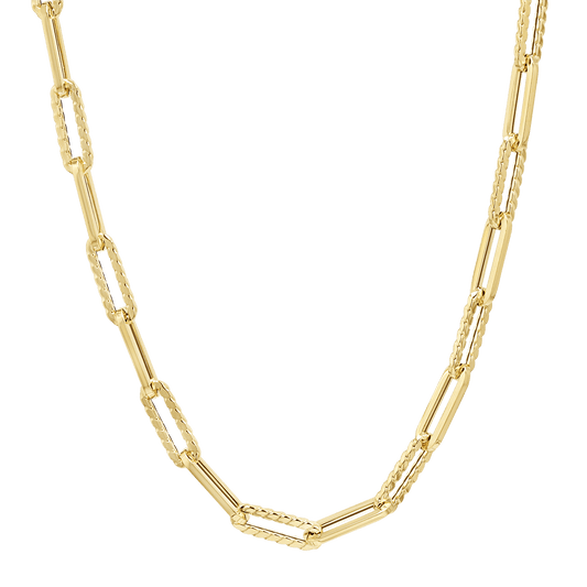 14K Twist Link Paper Clip Chain Necklace - Lotus Diamond