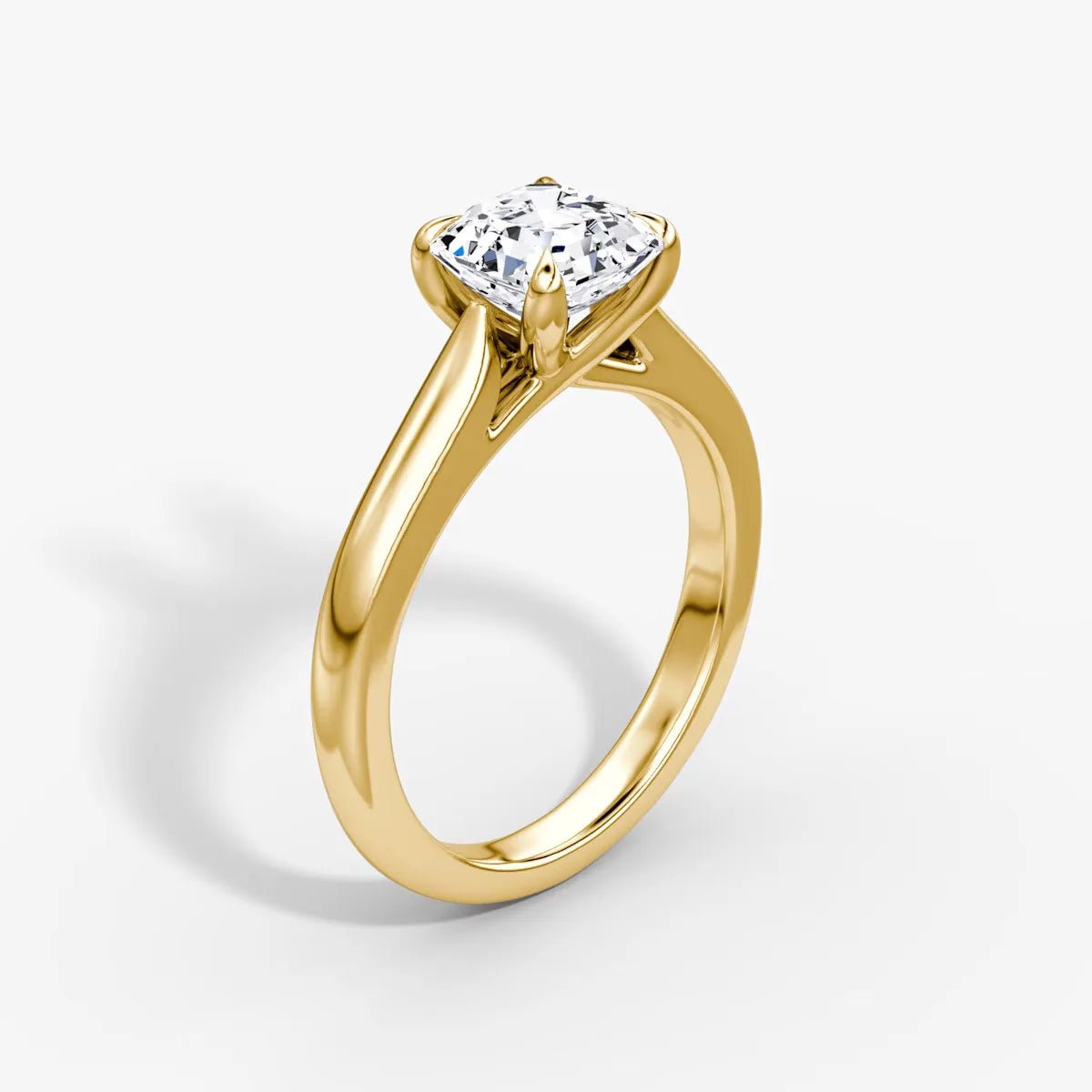 14K Yellow Gold Asscher Cut Diamond Ring IGI Certified Lab Grown Genuine Diamond Classic Solitaire Diamond Ring For Engagement - Lotus Diamond