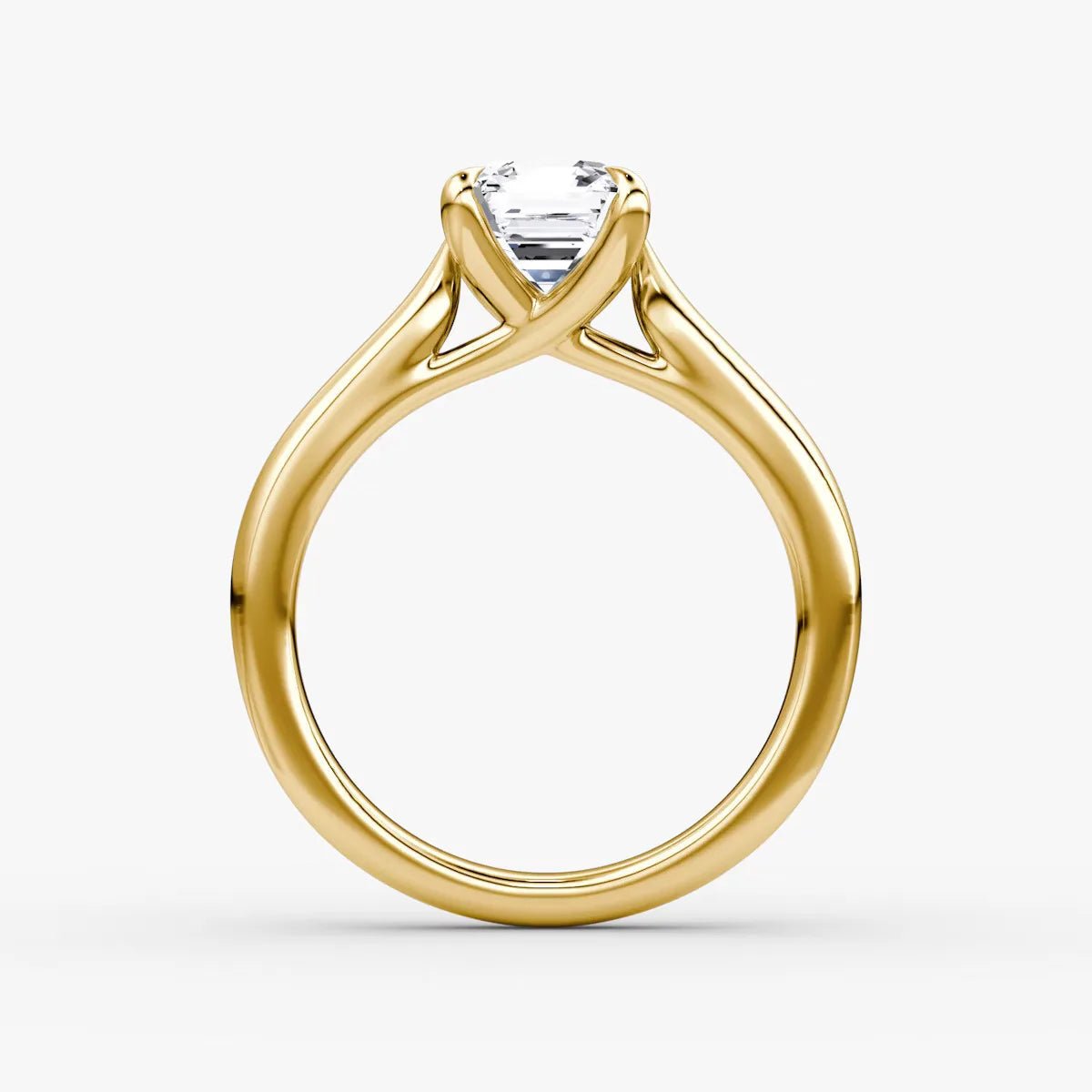 14K Yellow Gold Asscher Cut Diamond Ring IGI Certified Lab Grown Genuine Diamond Classic Solitaire Diamond Ring For Engagement - Lotus Diamond