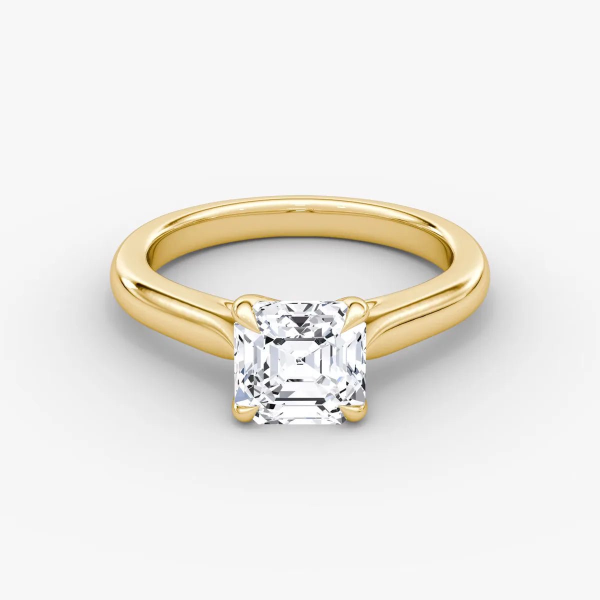 14K Yellow Gold Asscher Cut Diamond Ring IGI Certified Lab Grown Genuine Diamond Classic Solitaire Diamond Ring For Engagement - Lotus Diamond
