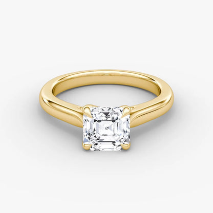 14K Yellow Gold Asscher Cut Diamond Ring IGI Certified Lab Grown Genuine Diamond Classic Solitaire Diamond Ring For Engagement - Lotus Diamond