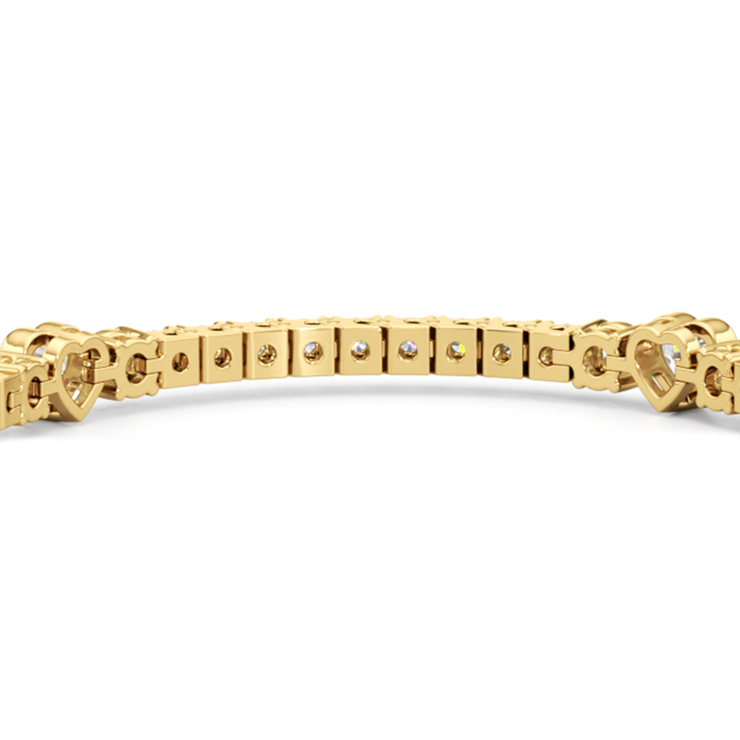 Bezeled Heart Station with Round Diamonds Tennis Bracelet