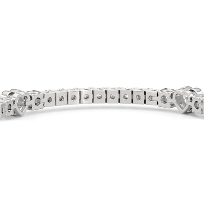 Bezeled Heart Station with Round Diamonds Tennis Bracelet