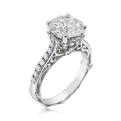 18K 4-Prongs French Style lace setting Lotus Diamond