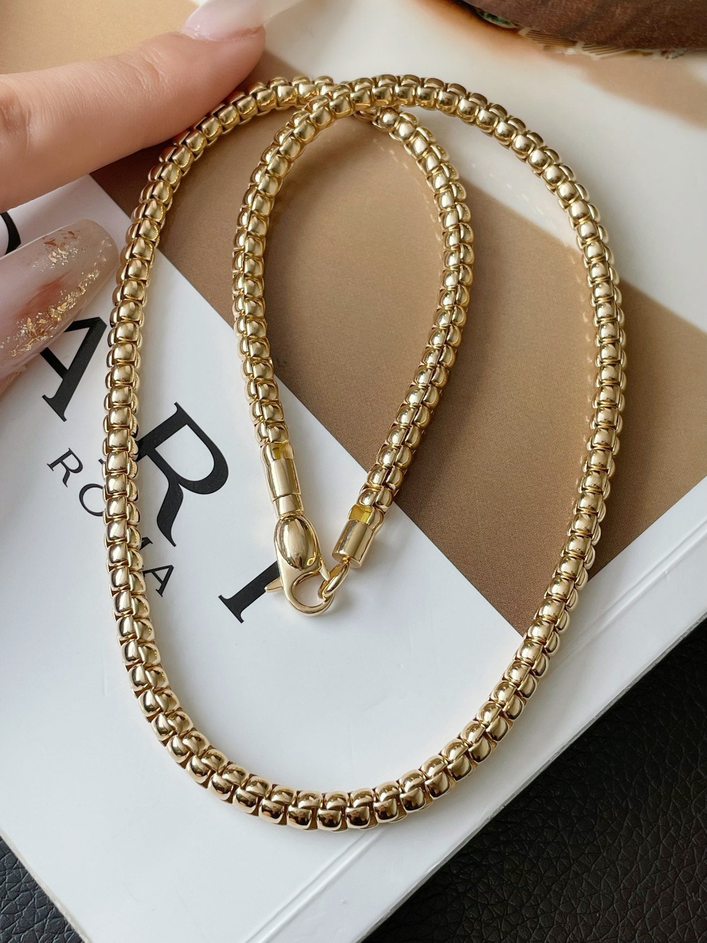 18k gold high quality simple neck chain - Lotus Diamond