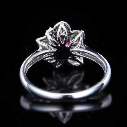 18k gold Mozambique pigeon red ruby ring - Lotus Diamond