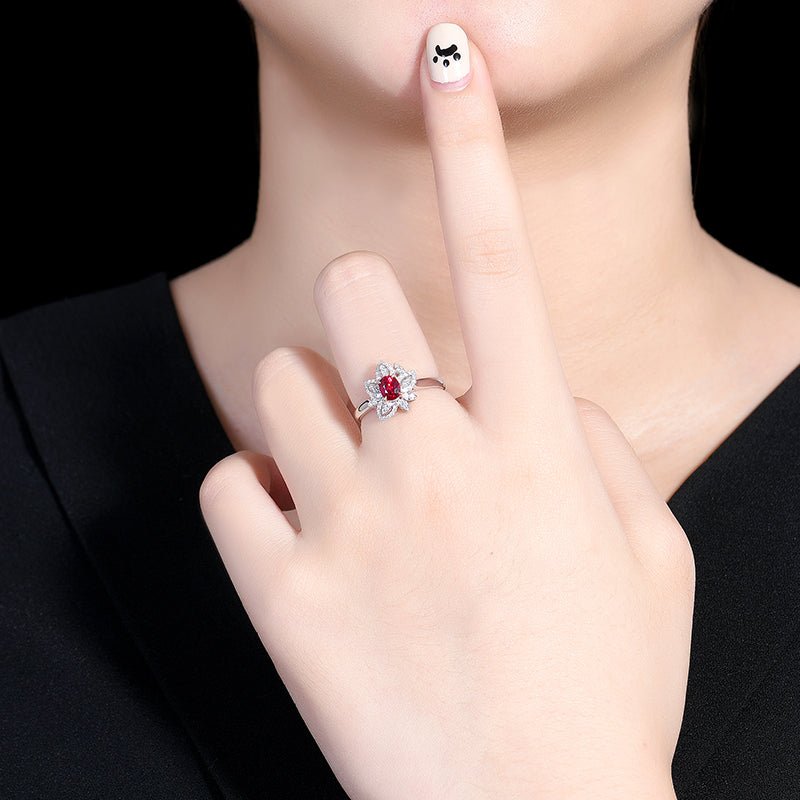 18k gold Mozambique pigeon red ruby ring - Lotus Diamond