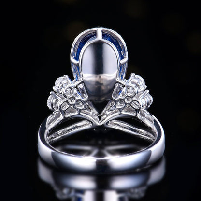 18k gold natural Madagascar sapphire ring crown - Lotus Diamond